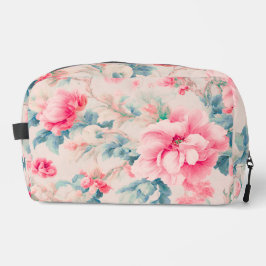 Prachtige zachte roze bloemen en cerulean bladeren toilettasje