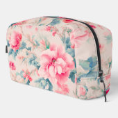 Prachtige zachte roze bloemen en cerulean bladeren toilettasje (Rechterhoek)