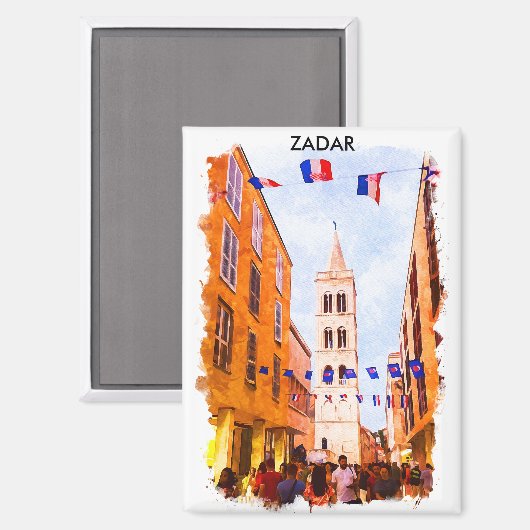 Prachtige Zadar Kroatië Waterverf schilderij Magneet (Voorkant / Achterkant)