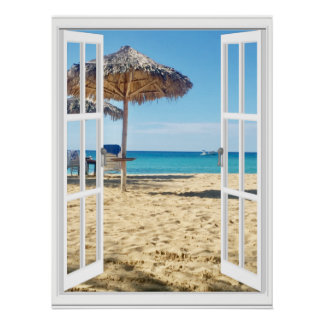 Prachtige zandstrand en Zee Uitzicht Perfect Poster