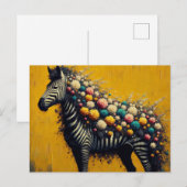 Prachtige Zebra en bloemen op een gele achtergrond Briefkaart (Voorkant / Achterkant)