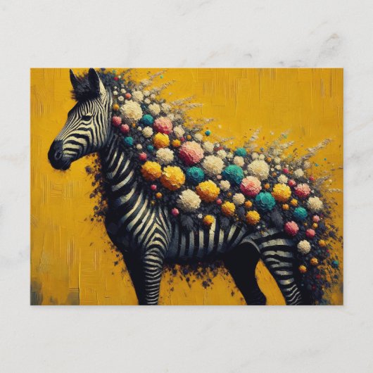 Prachtige Zebra en bloemen op een gele achtergrond Briefkaart (Voorkant)