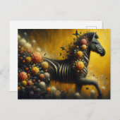 Prachtige Zebra en bloemen op een gele achtergrond Briefkaart (Voorkant / Achterkant)