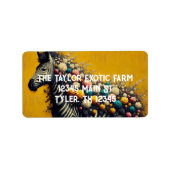 Prachtige Zebra en bloemen op een gele achtergrond Etiket (Voorkant)