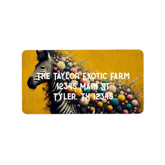 Prachtige Zebra en bloemen op een gele achtergrond Etiket (Voorkant)