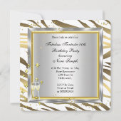 Prachtige zebra streep champagne goud zilver feest kaart (Achterkant)