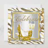 Prachtige zebra streep champagne goud zilver feest kaart (Voorkant)