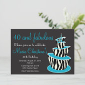 Prachtige zebra verjaardagsfeest uitnodiging (blau (Staand voorkant)