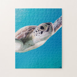 Prachtige Zee schildpad zwemmen in de oceaan Legpuzzel