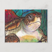 Prachtige Zee Turtle Glas in lood Style Art Briefkaart (Voorkant)