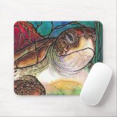 Prachtige Zee Turtle Glas in lood Style Art Muismat (Met muis)