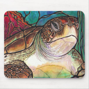 Prachtige Zee Turtle Glas in lood Style Art Muismat