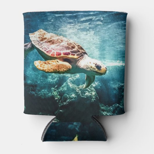 Prachtige Zee Turtle Ocean Onderwater Afbeelding Blikjeskoeler (Voorkant)