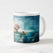 Prachtige Zee Turtle Ocean Onderwater Afbeelding Grote Koffiekop (Voorkant rechts)