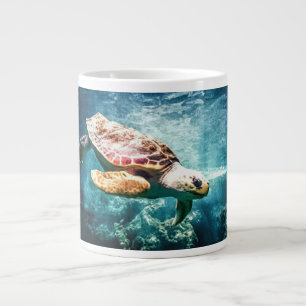 Prachtige Zee Turtle Ocean Onderwater Afbeelding Grote Koffiekop
