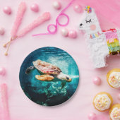 Prachtige Zee Turtle Ocean Onderwater Afbeelding Papieren Bordje (Feest)