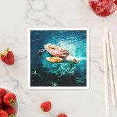 Prachtige Zee Turtle Ocean Onderwater Afbeelding Servetten (Insitu)