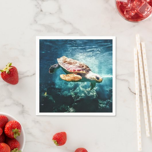 Prachtige Zee Turtle Ocean Onderwater Afbeelding Servetten (Insitu)