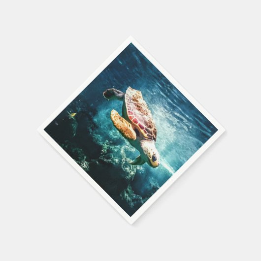 Prachtige Zee Turtle Ocean Onderwater Afbeelding Servetten (Hoek)