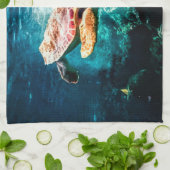 Prachtige Zee Turtle Ocean Onderwater Afbeelding Theedoek (Gevouwen)
