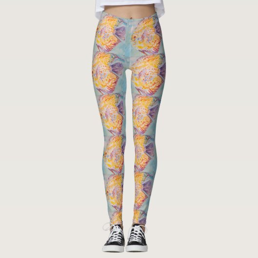 Prachtige Zee Waterverf Schilderende Leggings (Voorkant)