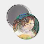 Prachtige Zeeen schildpad Glas in lood stijl kunst Magneet (Voorkant / Achterkant)