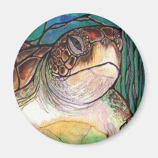 Prachtige Zeeen schildpad Glas in lood stijl kunst Magneet