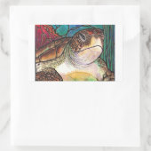 Prachtige Zeeen schildpad Glas in lood stijl kunst Rechthoekige Sticker (Tas)