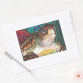 Prachtige Zeeen schildpad Glas in lood stijl kunst Rechthoekige Sticker (Envelop)
