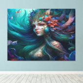 Prachtige Zeemeermin Canvas Art Print (Insitu (Houten vloer))