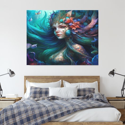 Prachtige Zeemeermin Canvas Art Print (Insitu (Slaapkamer))