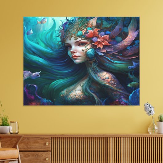 Prachtige Zeemeermin Canvas Art Print (Insitu (Woonkamer))