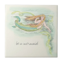 Prachtige  Zeemeermin met Citaat Tegeltje