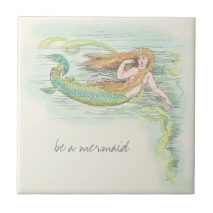 Prachtige  Zeemeermin met Citaat Tegeltje