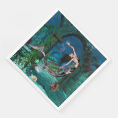 Prachtige zeemeermin met fantasievis servet (Hoek)