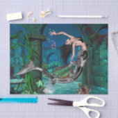 Prachtige zeemeermin met fantasievis tissuepapier (Craft)