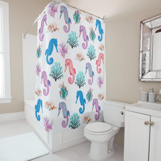Prachtige zeepaardjes douchegordijn (In situ)