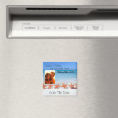 Prachtige zeesterren strand opslaan de datum foto  magneet (Insitu (Vaatwasser))