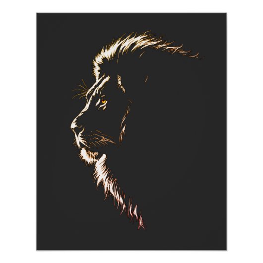 Prachtige zijtekening van een leeuwengezicht Poste Perfect Poster (Voorkant)