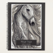 Prachtige  Zilvergrijze paarden met stromende mane Planner (Voorkant)