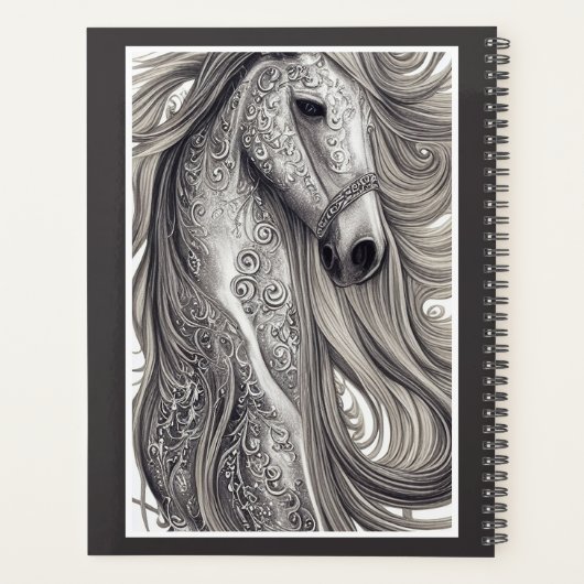 Prachtige  Zilvergrijze paarden met stromende mane Planner (Achterkant)