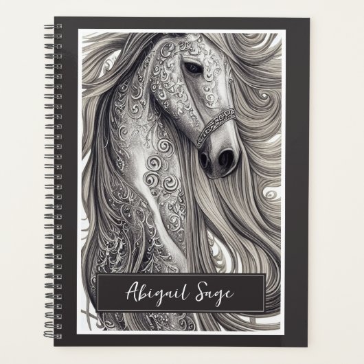 Prachtige  Zilvergrijze paarden met stromende mane Planner (Voorkant)