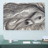 Prachtige  Zilvergrijze paarden met stromende mane Spandoek (Beurs)