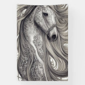 Prachtige  Zilvergrijze paarden met stromende mane Spandoek (Verticaal)