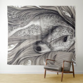 Prachtige  Zilvergrijze paarden met stromende mane Wandkleed (In Situ (horizontaal))