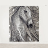 Prachtige  Zilvergrijze paarden met stromende mane Wandkleed (Voorkant)