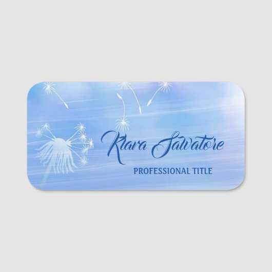 Prachtige, zoete Amazing Blue Dandelion Naamplaatje (Voorkant)