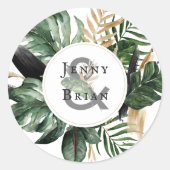 Prachtige Zomer Groenelementen | Boho Trouw Monogr Ronde Sticker (Voorkant)