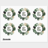 Prachtige Zomer Groenelementen | Boho Trouw Monogr Ronde Sticker (Vel)
