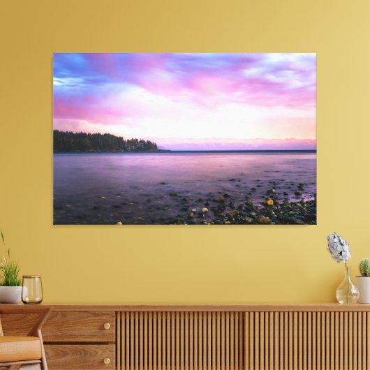 Prachtige zomer zonsondergang over een baai canvas afdruk (Insitu (Woonkamer))